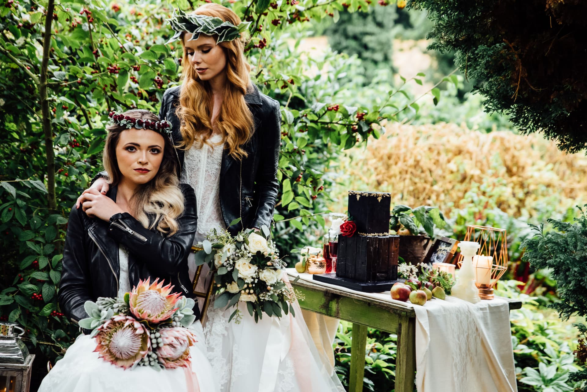 Styled bridal photoshoot in the secret garden at Dunmore Gardens